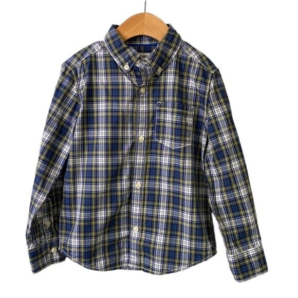 Carter's Plaid Button Down Shirt Long Sleeves Cotton Boy's Size 4T Blue Green - Picture 1 of 12